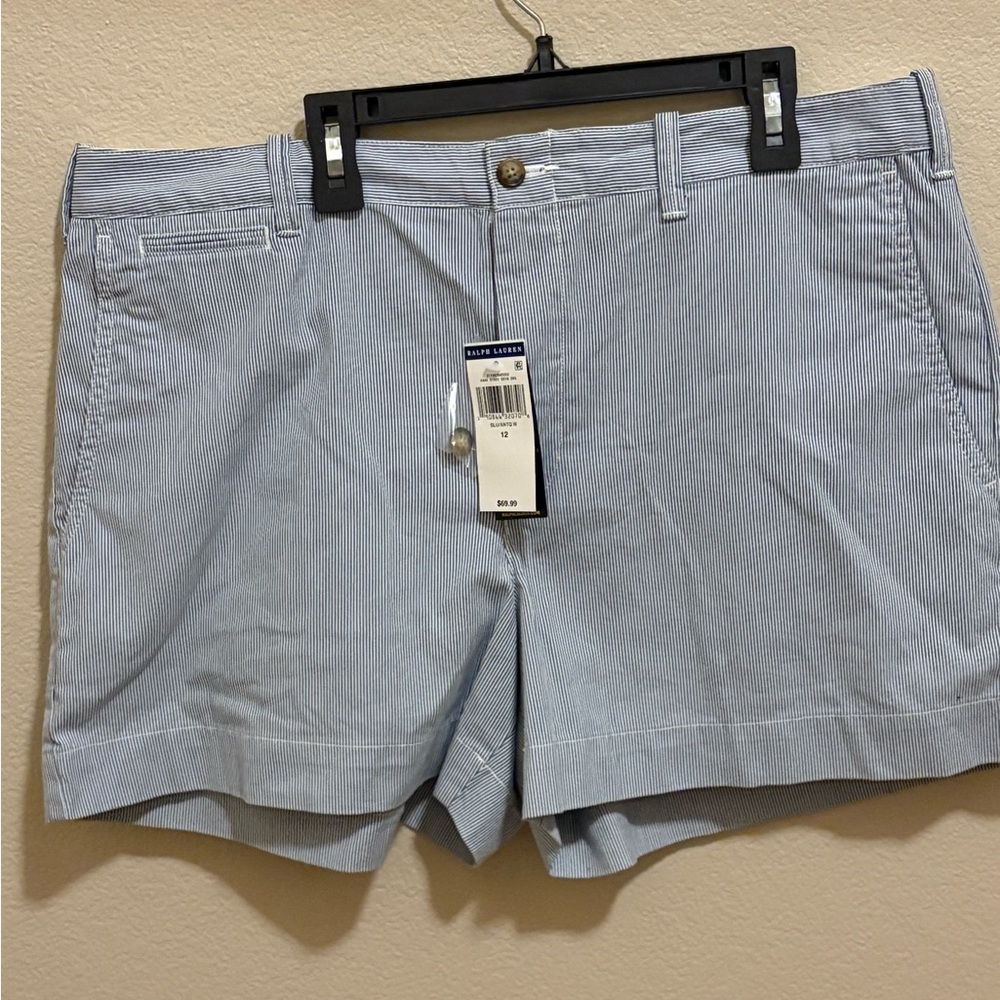 NWT Polo Ralph Lauren Womens Blue/White Pinstripe Shorts